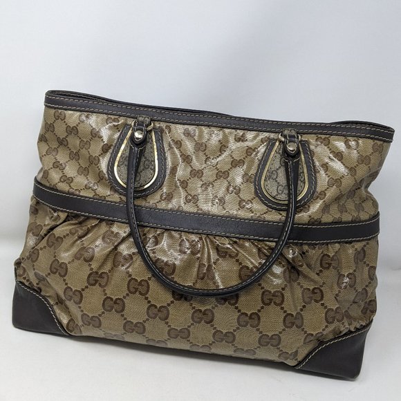 GUCCI Beige & Brown Crystal Shoulder Bag - Picture 4 of 14